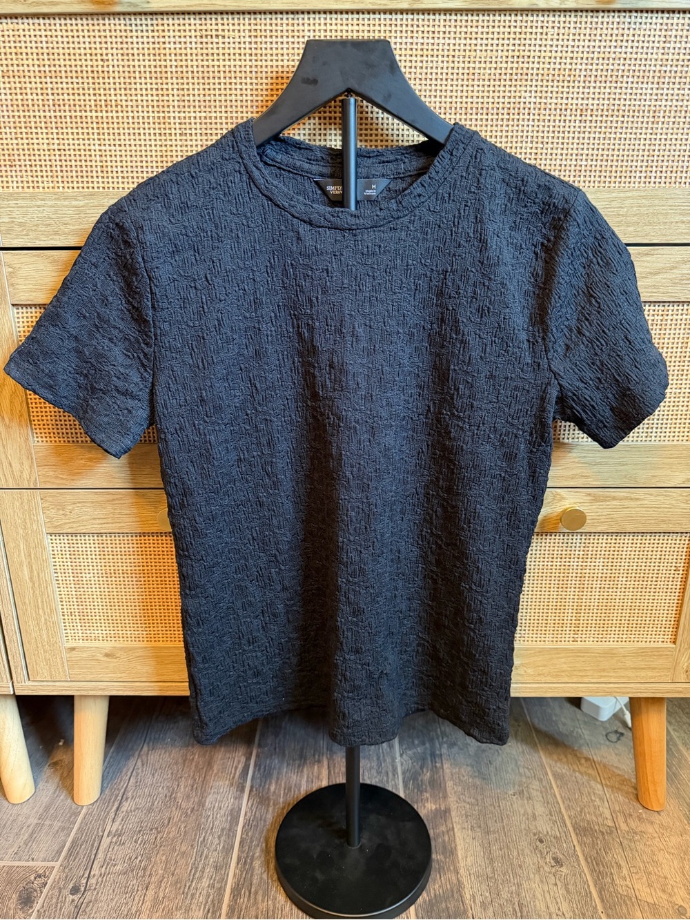 Simply Vera Vera Wang Black Textured Crewneck Short-Sleeve Tee